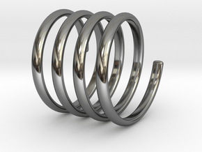 spring coil ring all sizes in Fine Detail Polished Silver: 5 / 49