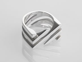 Ring - Juxta in Fine Detail Polished Silver: 6 / 51.5