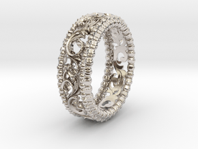 Carved Floral Sterling Silver/Gold Wedding Ring in Platinum: 5 / 49