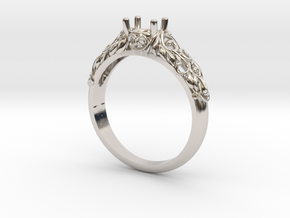 Filigree Engagement Style Solitaire Ring  in Platinum