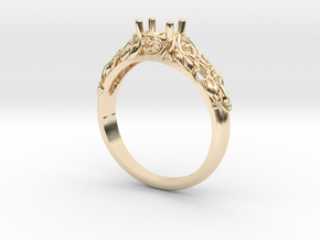 Filigree Engagement Style Solitaire Ring  in 14K Yellow Gold
