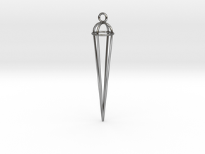 Inverted Narrow Drop Pendant in Fine Detail Polished Silver: Medium