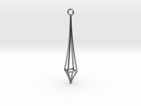 Inverted Narrow Kite Pendant in Fine Detail Polished Silver: Medium