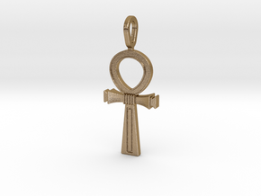 Ankh Cross Pendant in Polished Gold Steel