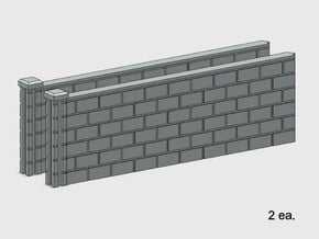 5' Block Wall - 2-Long L/S Jointed Intersections in White Natural Versatile Plastic: 1:87 - HO