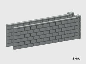 5' Block Wall - 2-Long R/S Jointed Intersections in White Natural Versatile Plastic: 1:87 - HO