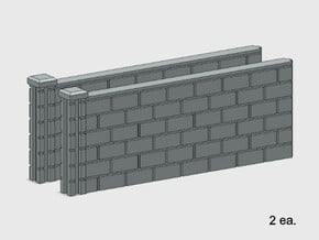 5' Block Wall - 2-Med L/S Jointed Intersections in White Natural Versatile Plastic: 1:87 - HO
