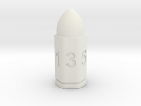 Bullet dice D6 in White Natural Versatile Plastic