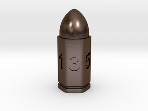 Bullet dice D6 in Polished Bronze Steel