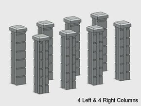Block Wall - 90 deg Jointed Corner Columns in White Natural Versatile Plastic: 1:87 - HO