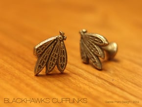 Chicago Blackhawks Cufflinks in Polished Bronzed Silver Steel