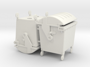 Waste container 4 wheels 1100 ltr. - 1:50 - 2X in White Natural Versatile Plastic