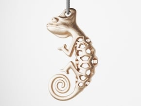Chameleon Pendant in Polished Bronze Steel: Small