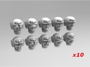Imperial Soldier Heads Set 5 10x Mix in Tan Fine Detail Plastic