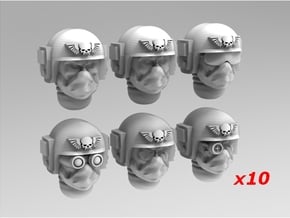 Imperial Soldier Heads Set 6 10x Mix in Tan Fine Detail Plastic
