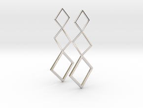 Square Earrings in Rhodium Plated Brass