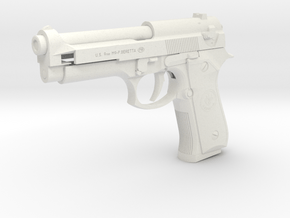 1:6 Miniature Beretta 92FS Gun in White Natural Versatile Plastic