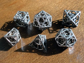 Cage Dice Set in Polished Bronzed Silver Steel