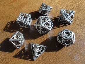 Cage Dice Set with Decader in Polished Bronzed Silver Steel