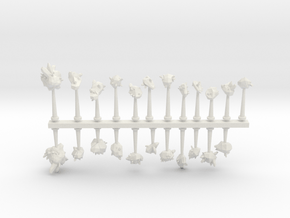 Crystal and Rock Asteroids sprue in White Natural Versatile Plastic