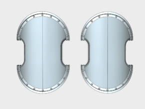 Base - Trojan Power Shields (L&R) in Tan Fine Detail Plastic: Small