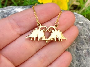 Stegosaurus dinosaur pendant in Polished Bronze