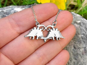 Stegosaurus dinosaur pendant in Polished Silver