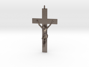 Pectoral Cross in Polished Bronzed-Silver Steel