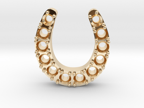 Horse Shoe Pendant With Stones in 14K Yellow Gold