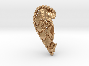 Human Skull Jewelry Pendant Necklace, Heart Split in Natural Bronze