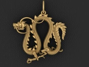 Dragon pendant # 4 in Fine Detail Polished Silver