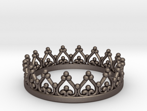 Princess/ Queen Crown in Polished Bronzed-Silver Steel