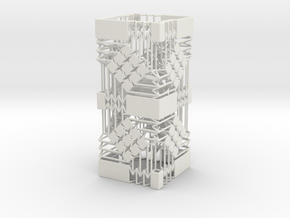 Square Wire Tube With Tessellation Tower in White Natural Versatile Plastic