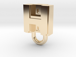 Puma Punku H-block Pendant 1,5cm in 14k Gold Plated Brass