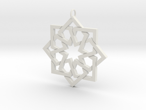 Simple Girih Pendant in White Natural Versatile Plastic