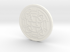 Coin - Celtic Knot Design in White Processed Versatile Plastic