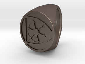Custom signet ring 91 in Polished Bronzed-Silver Steel