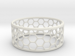Hexagonal Ring in White Natural Versatile Plastic: 1.75 / -