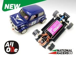 3D Chassis for Scalextric MlNl CPR (Inline-AiO) in Black Natural Versatile Plastic