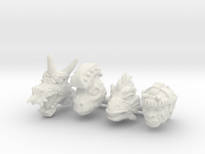 Galaxy Warrior Heads 4-Pack #3 - Multisize in White Natural Versatile Plastic: Extra Small