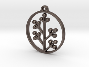 Floral Pendant VI in Polished Bronzed-Silver Steel