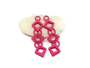 Diamond Drop Earrings in Pink Processed Versatile Plastic