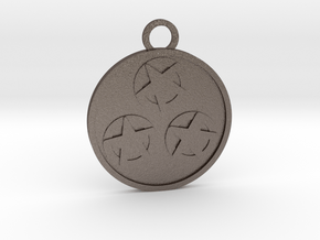 Three of Pentacles in Polished Bronzed-Silver Steel