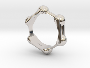 Benzene Ring Molecule Ring 3D in Rhodium Plated Brass: 5.5 / 50.25