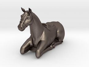 laying horse in Polished Bronzed-Silver Steel