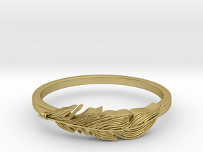 Feather Stackable Band in Natural Brass