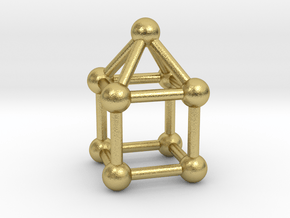 0742 J08 Elongated Square Pyramid V&E (a=1cm) #3 in Natural Brass