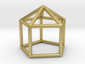 0743 J09 Elongated Pentagonal Pyramid E (a=1cm) #1 in Natural Brass