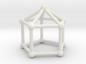 0744 J09 Elongated Pentagonal Pyramid (a=1cm) #2 in White Natural Versatile Plastic