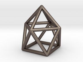 0746 J10 Gyroelongated Square Pyramid (a=1cm) #1 in Polished Bronzed-Silver Steel